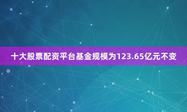 十大股票配资平台基金规模为123.65亿元不变